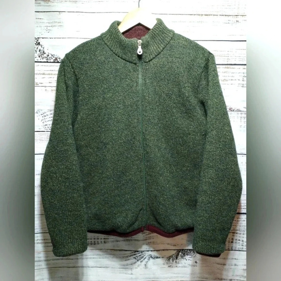Lands End Jacket Forrest Green Size Small Wool Zip Thick Lined Granola - Picture 1 of 9